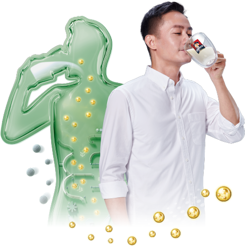拿著桂格杯子的人